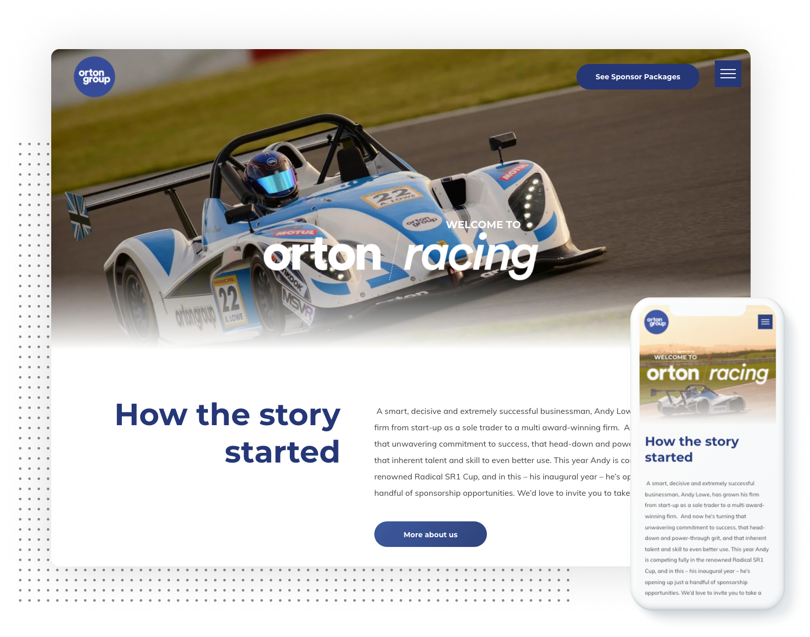 orton racing procredible website design