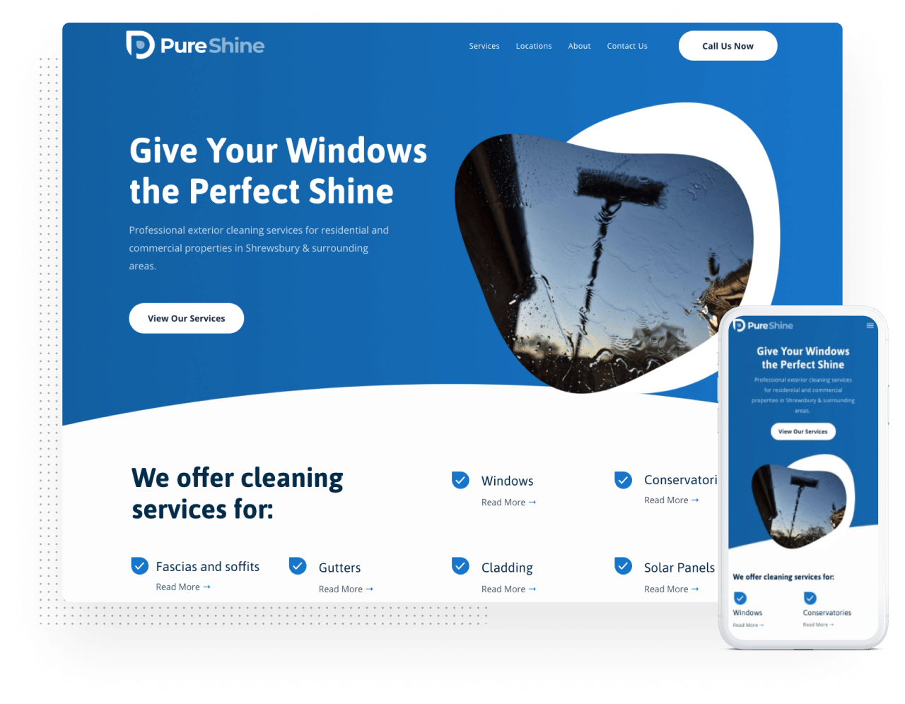 pure shine window cleaning procredible website design